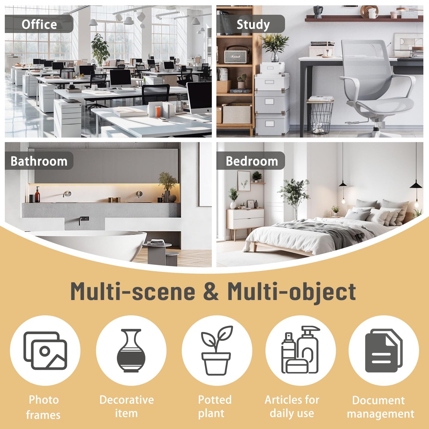 YIGANG Desk Shelf Organizer, 3-Tier Desktop Bookshelf for Computer Desk, Small Tabletop Hutch Storage Rack, Wood Office Supplies Organizer for Dorm, Home & Student (29 Inch Wide)，White