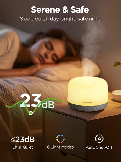 InnoGear Aromatherapy Diffuser & 10 Essential Oils Set, 500ml Essential Oil Diffuser with Remote Control Ultrasonic Cool Mist Scent Humidifier Vaporizer Auto-Off Timer for Room Office Home, Yellow