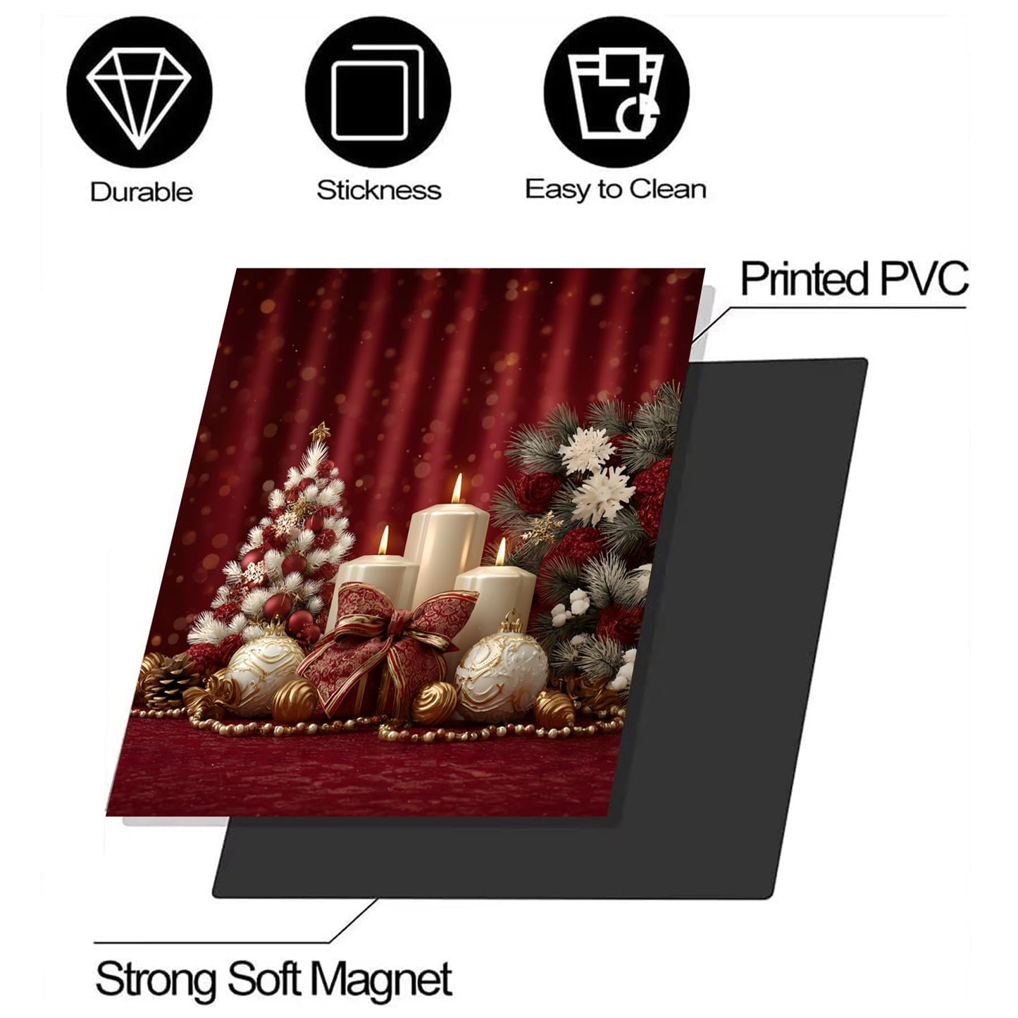 BVBOX Winter Dishwasher Magnet Cover 23"x26", Reusable Magnetic Refrigerator Covers, Dishwasher Magnets Decorative Cover Fridge Door Skin Panel Stickers (Candlelight Christmas)