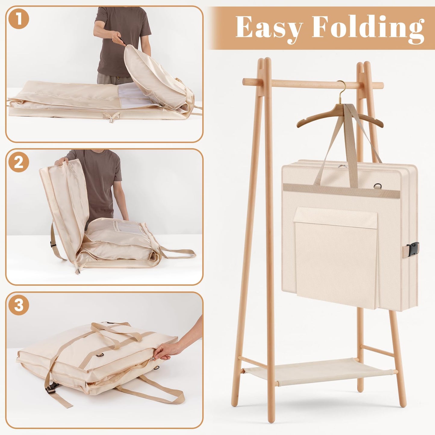 TANGKA Upgraded Version 72" Wedding Dress Garment Bag Dress Bags for Gowns Bridal Dress Travel Bag with 12”Gusseted and Accessory Pockets for Wedding Dress, Puffy Gowns, Equipped with Shoulder Straps