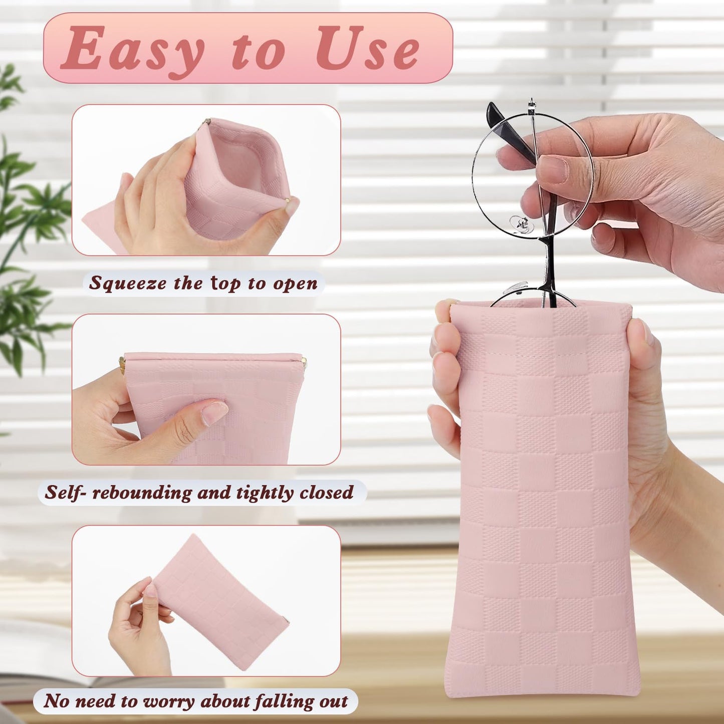 HIGH FIT eyeglasses bag Soft Glasses bag, Portable Squeeze Top Sunglasses Case Travel for Women Girls(White+black)