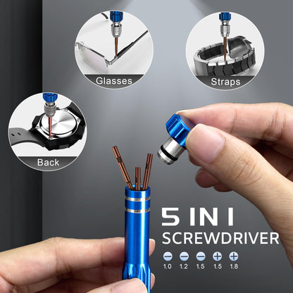 JOREST Watch Repair Kit, for Watch Battery Replacement & Watch Link Removal and Resizing & Watch Opener, Watch Repair Screwdriver Set, Watch Wrench Back Remover, Watch Cleaning, Spring Bar Tool