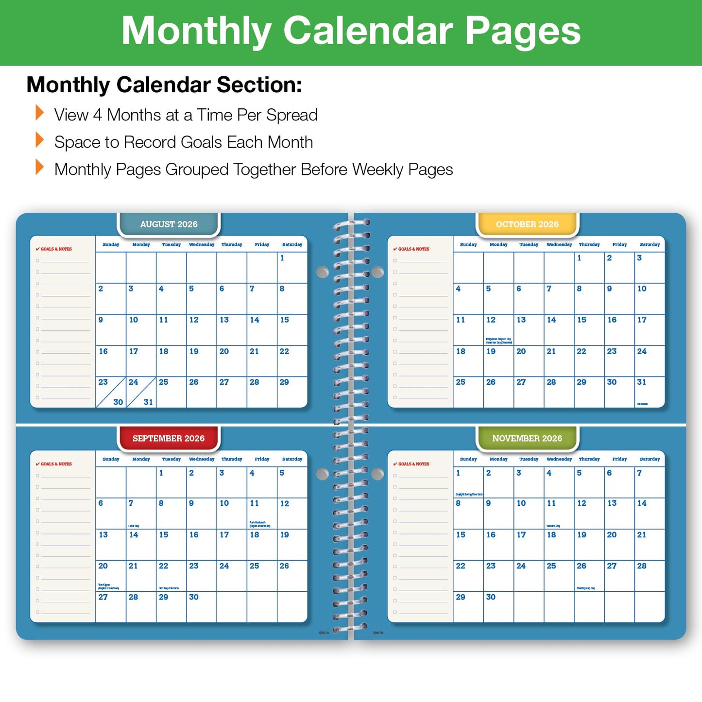 Global Datebooks 2026-2027 Middle & High School Student Planner 7" x 9" - Dated Weekly & Monthly Academic Planner w/Ruler/Bookmark & Stickers, Ideal for Homework, Matrix Style, Slant