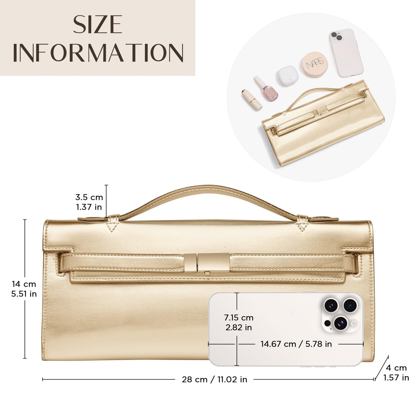 CHUNLI PU Leather Clutch Purses for Women, Trendy Ladies Top Handle Bag for Evening Work Business Daily Use