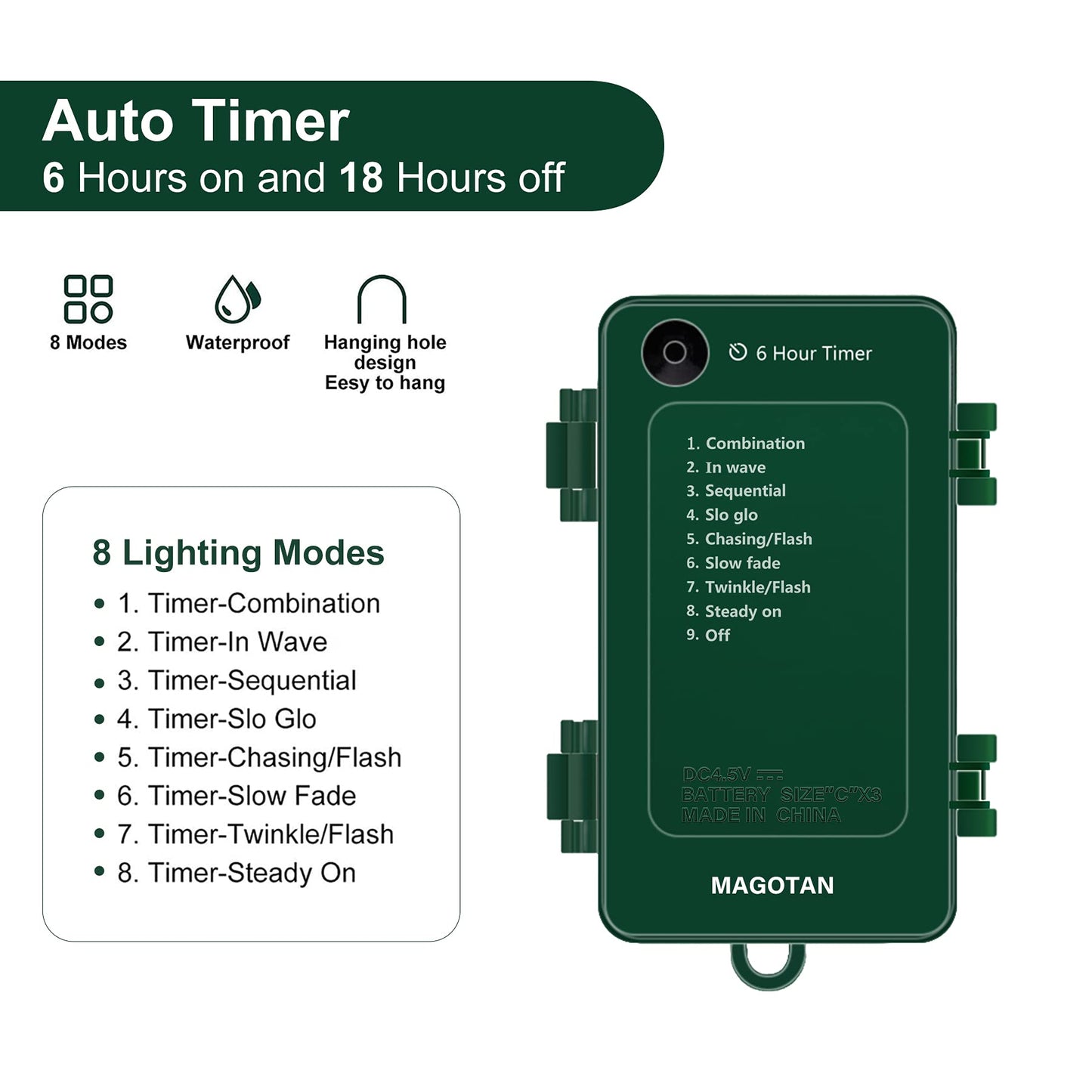 Christmas Timers - Battery Operated LED Lights Outdoor Timer, Waterproof, Warm White, 100 LEDs, 8 Modes, Clear Mini Lights Set for Wedding Party, Home Garden Wreath