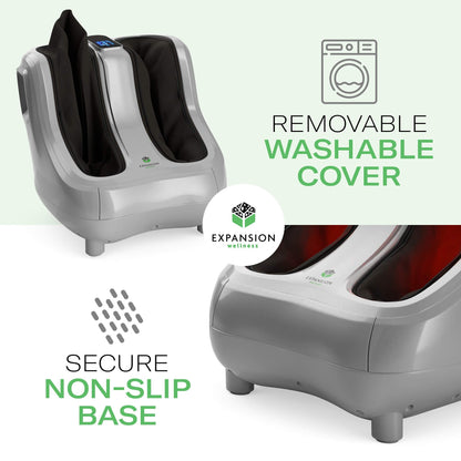 KoolerThings Shiatsu Heated Foot and Cal Massager Machine to Relieve Sore Feet, Ankles, Calfs and Legs, Deep Kneading Therapy, Relaxation Vibration and Rolling & Stimulates Blood Circulation