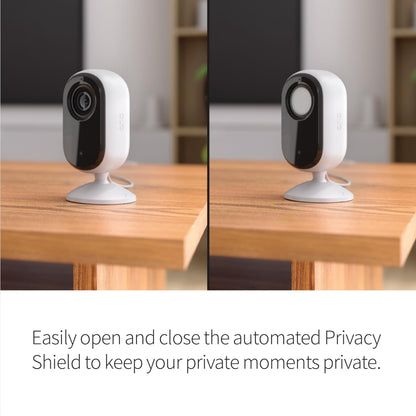 Arlo Essential Security Camera 2K | Indoor Only| 2nd Gen | Baby Monitor & Pet Camera | Wired Automated Privacy Shield, 2-Way Audio, Night Vision, Live Stream, Motion Alerts & Notifications White,1 Cam