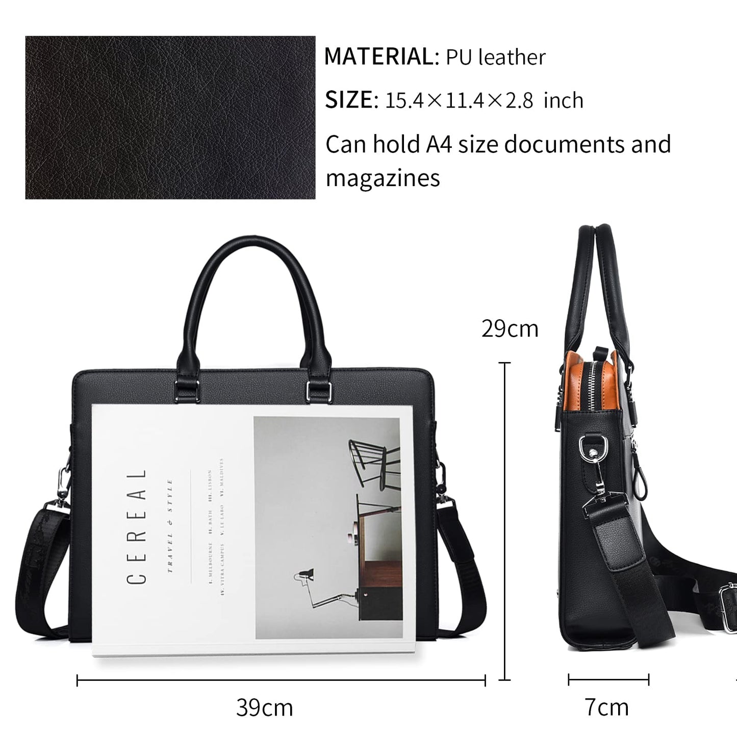 FSD.WG]Business Bag Leather Briefcase Shoulder Laptop Business Bag for Men