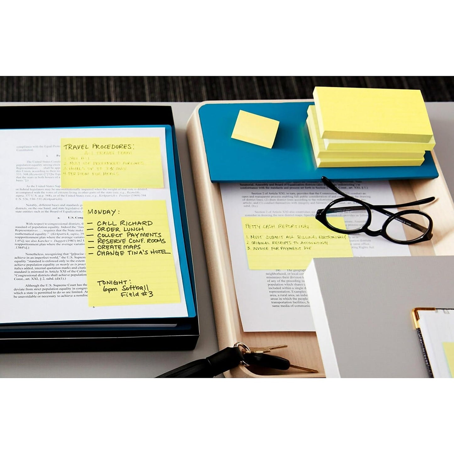 Post-it Notes, 4 in x 6 in, 5 Lined Sticky Note Pads, 100 Sheets per Pad, Beachside Café Collection, School Supplies and Office Products