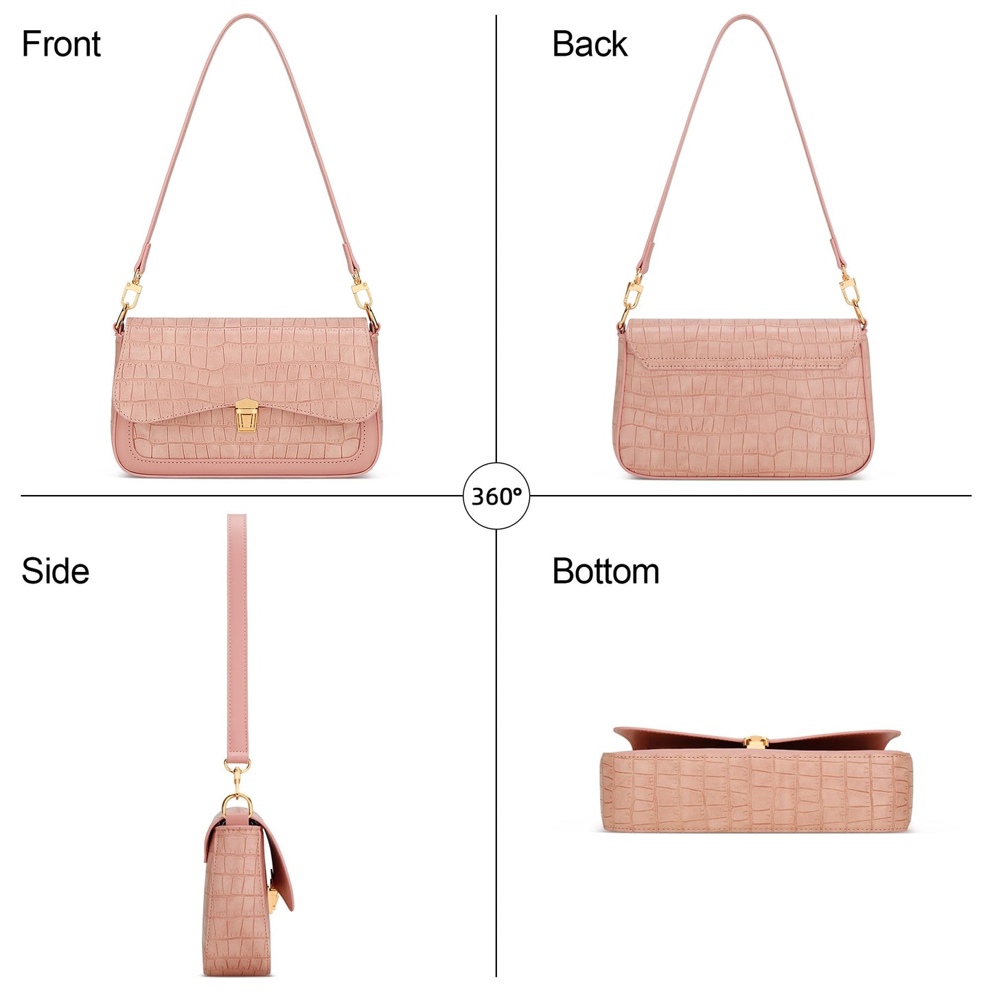 KKXIU Small Shoulder Bag for Women Cute Purses Mini Hobo Handbag Trendy Clutch Purse-S,Pink