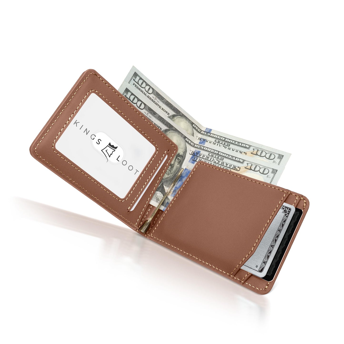 Kings Loot Wallet for Men | Minimalist Slim RFID Blocking Leather Design with Cash Pocket & Card Pull Strap | Holds 1-12 Cards | Stylish & Durable Wallets (Bourbon)
