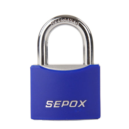 SEPOX® Large Outdoor Padlock, Heavy Duty 50mm 2" All-Weather Keyed Padlock - Solid Steel Body with 3pcs Keys, Waterproof Blue Cover, Ideal for Gates, Fences, Chain, Gym Lockers, Toolboxes & Sheds