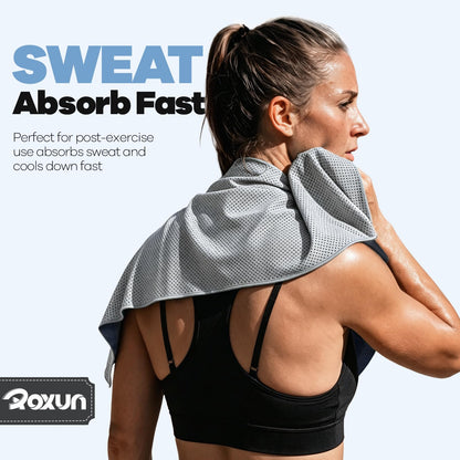 ROXUN 4 Pack Cooling Towels, 40''x12'' Soft Breathable Chilly Neck Ice Towel for Workout Running Golf Gray+Dark Gray+Blue+Grayish Blue