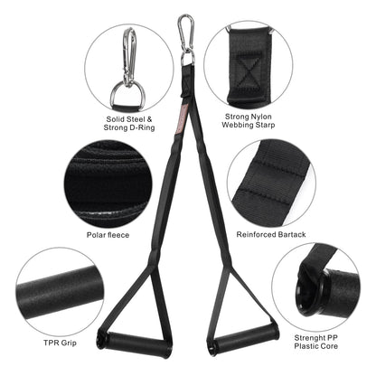 PANTIK Triceps Rope Handles Gym Cable Machine Attachment TPR Anti Slip Handles 2 Loops Long Strap Fit for Pushdowns Face Pulls Crunches Overhead Extensions Biceps Curl