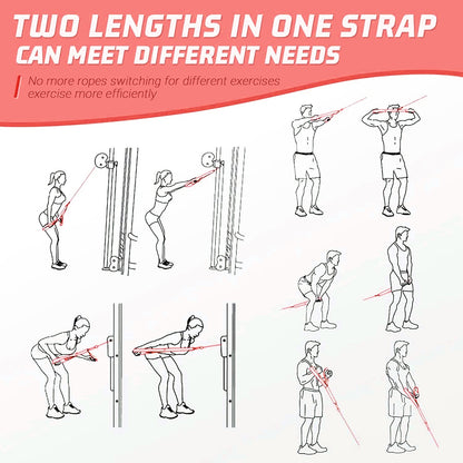 TAVIEW Tricep Rope Cable Attachment (Two Lengths Built in One) Greater Range of Motion,Tricep Pull Down Rope Extension Straps Cable Crossover Accessories