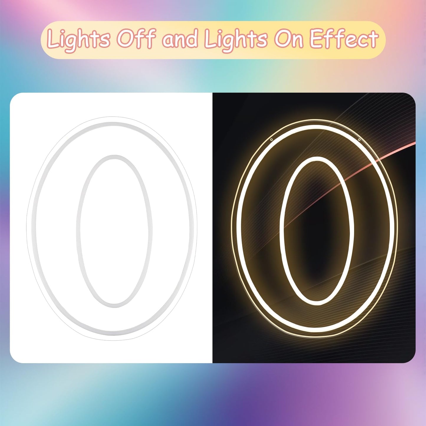 RumonZS Number 0 Light Up LED Neon Sign Backdrop 16.5" Birthday Party Decor Warm White Number One Light Up Sign USB Powered Big Number Sign Light for Birthday Night Light Party Anniversary Wedding