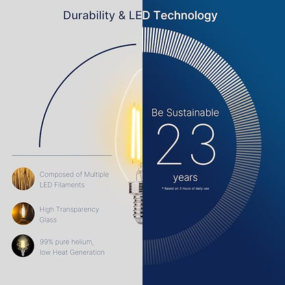FLSNT B11 E12 LED Candelabra Bulbs 60W Equivalent, Dimmable LED Candle Light Bulbs, 2700K Soft White (Warm Light), Pack of 12