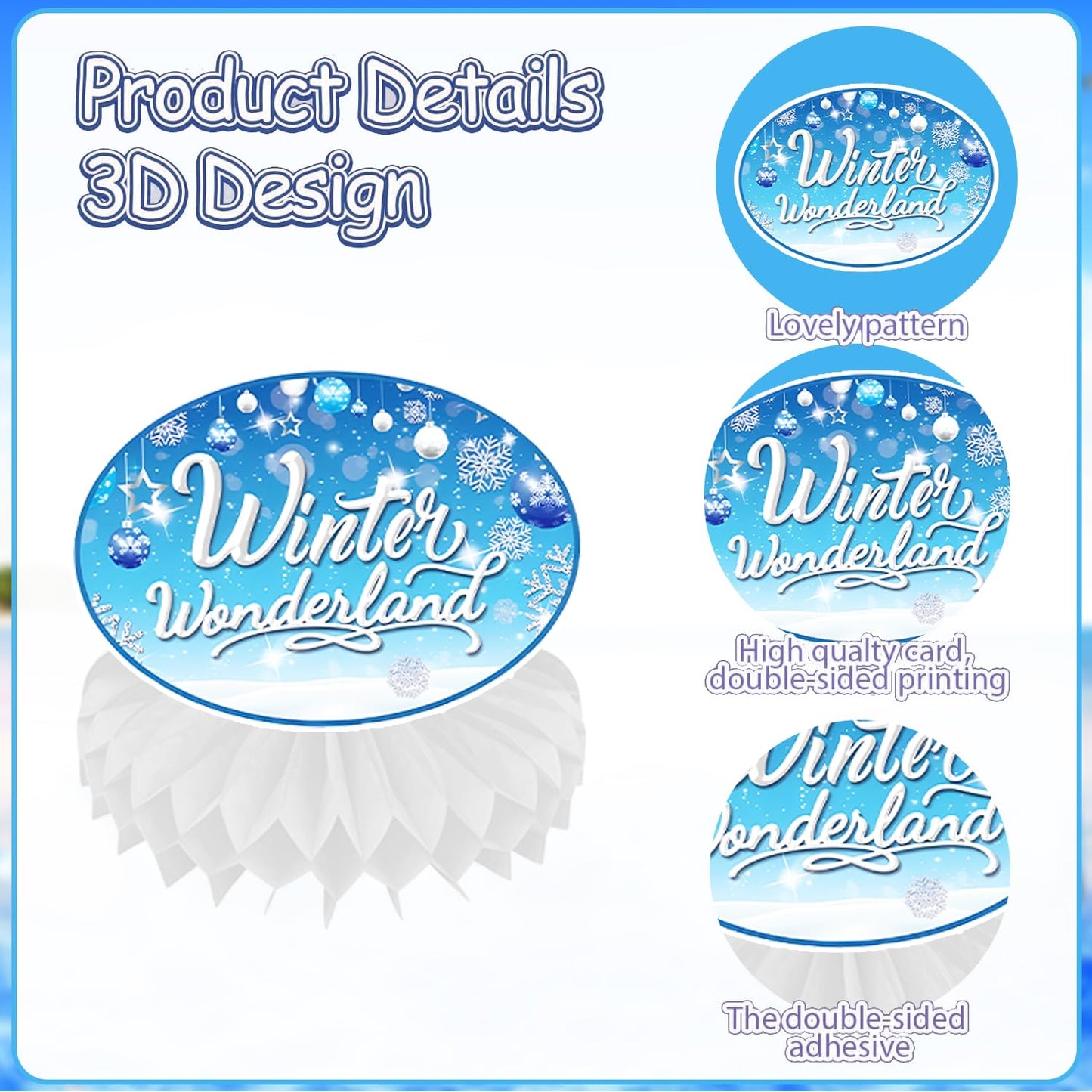 Winter Wonderland Party Decorations Winter-Themed Banner Snowflake Snowman Table Centerpieces Snowflake Frozen Ceiling Hanging Streamers for Wonderland Frozen Winter It's Snowing Party Supplies
