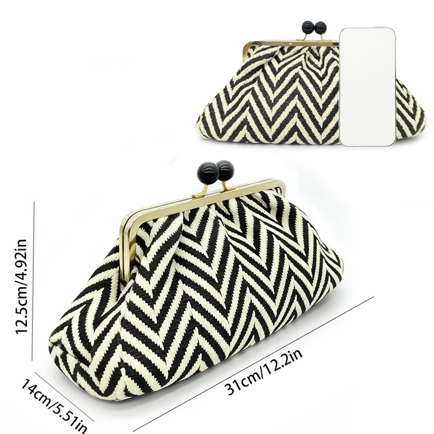 Straw Clutch Purse for Women, Classic Beach Clutch,Woven Summer Bag, Dumpling Wicker Handbag for Summer Daily Vacation Use