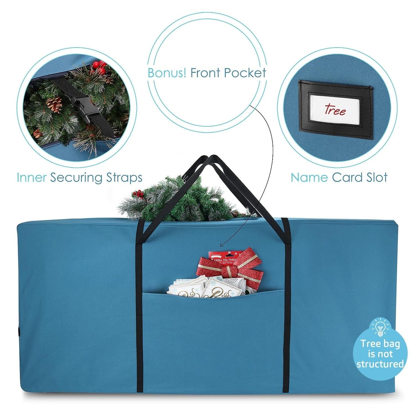 Hearth & Harbor 7.5 ft Christmas Tree Storage Bag - Artificial Christmas Tree Bag with Reinforced Handles, Dual Zipper, Wide Opening - Large Storage Container for Trees and Decorations, 2 Piece set