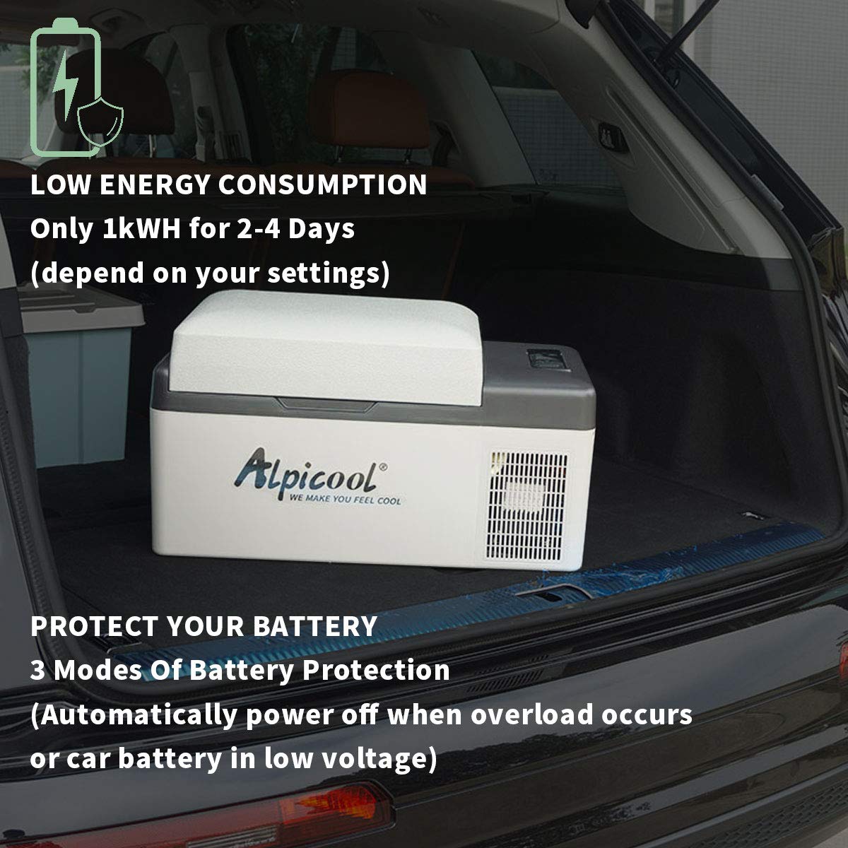 Alpicool C20 portable compressor fridge freezer 21Quart(20Liter) for car and home - 12V/24V DC and 110V AC