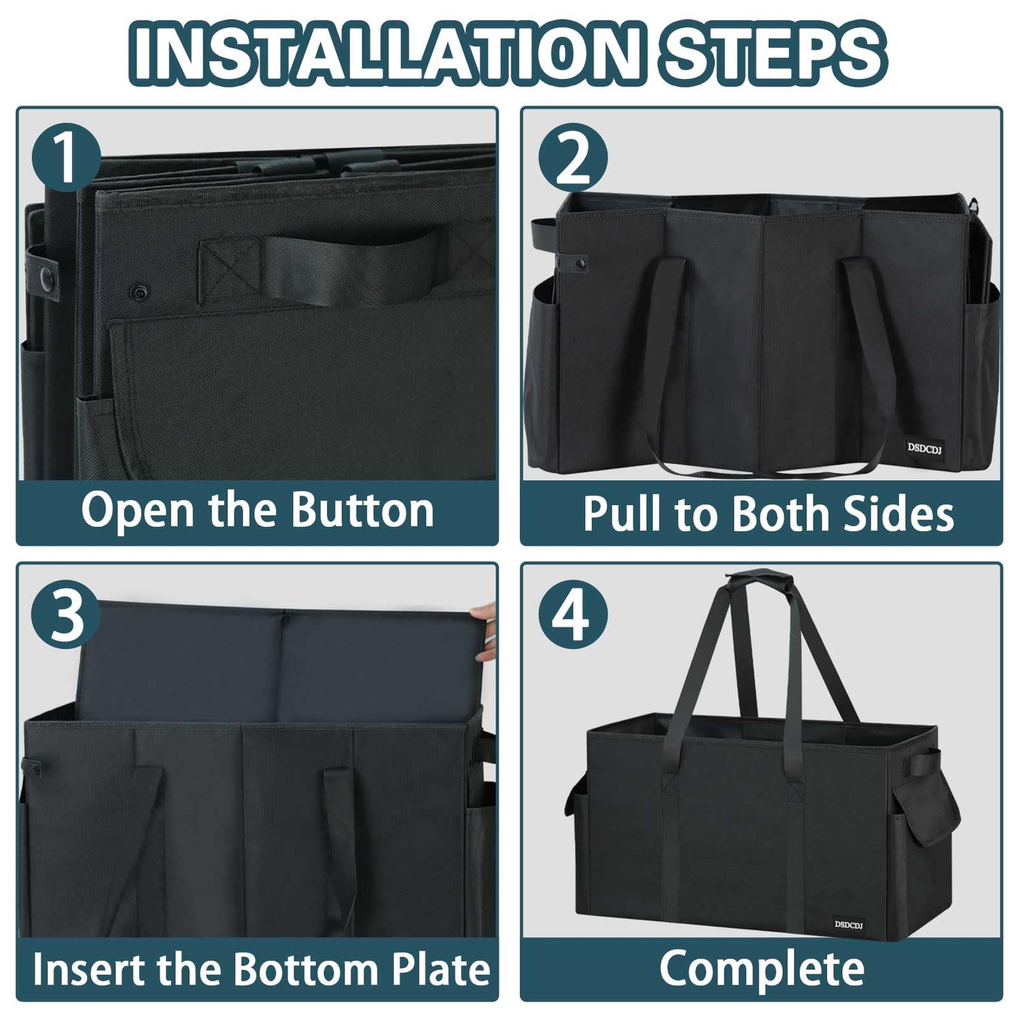 DSDCDJ Sturdy Extra Large Utility Tote Bag with Hard Bottom & Sides, Heavy Duty Grocery Tote Bag, Thirty One Utility Tote with Handles for Shopping, Beach, Picnics, Camping, Car (22.5"x11"x12")