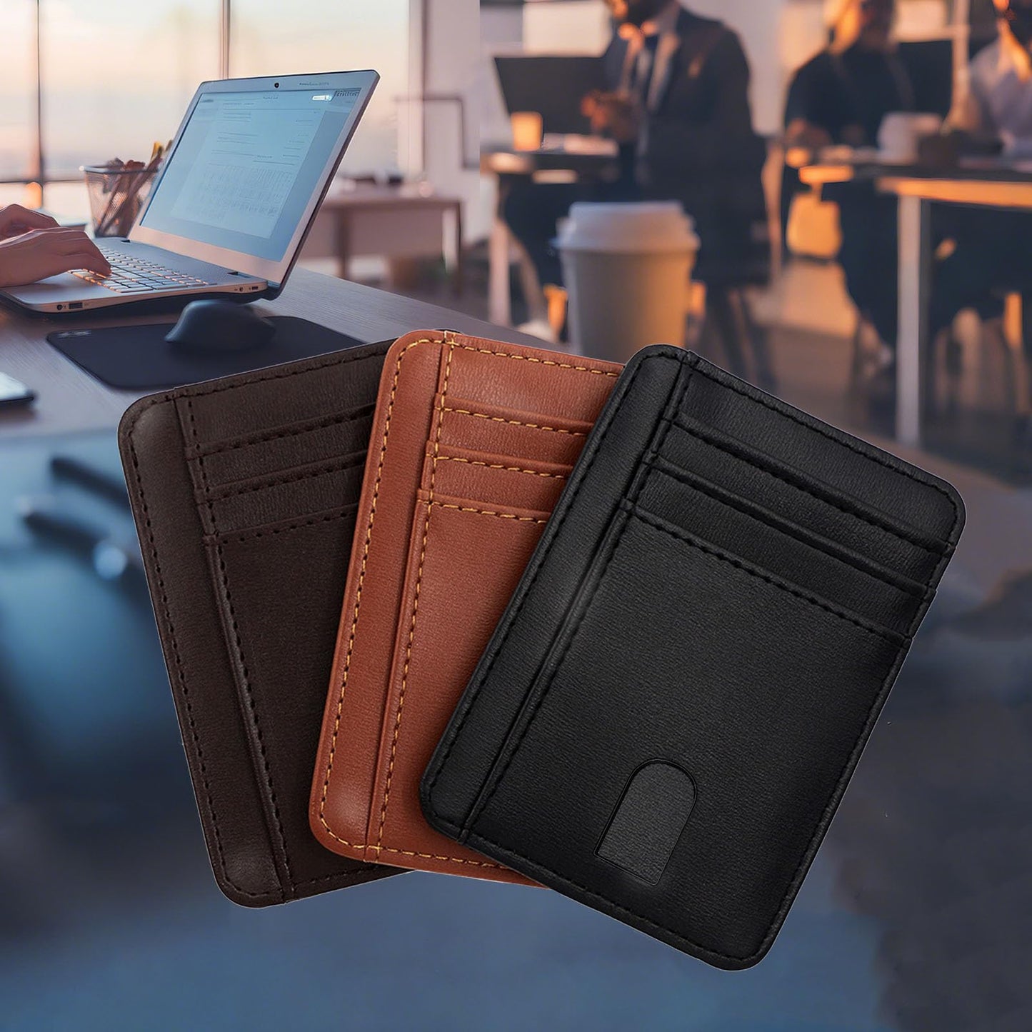 Leinoupt: Slim Wallet for Men, Credit Card Holder Wallet RFID Blocking Front Pocket Leather Wallets for Men Women Gift Box，front pocket wallet (black)