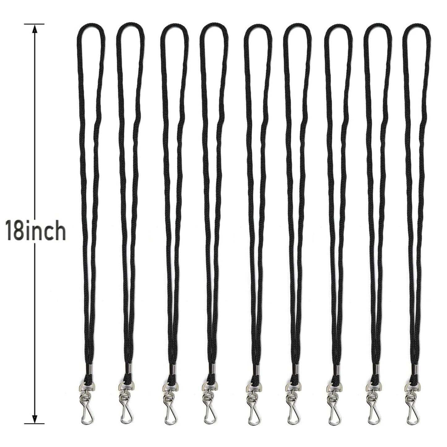 KAKAMINA 120 Pack Badge Lanyards, for ID Badges, Black Lanyard Badge Holder Office Business Card Lanyards Key Lanyards Students ID Card with 18" Inch and J Hook(Black)