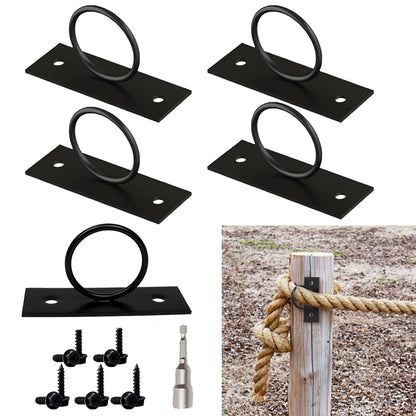 Teadokly 5PCS 2inch Rope Fence Bracket Holders, Ring Rope Support Battle Rope Anchor Decorative Rope Holder for Rope Fences, Stair Railings, Wall Hooks, Ceiling Hooks