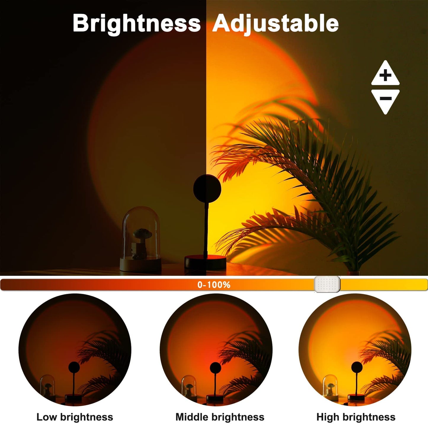 JIMEI Sunset Lamp Projector - Led Lights for Bedroom, RGB Sunrise Lamp, 10w, 360 Rotation, Mood Lighting, Home/Room Decor, Gifts for Women, Desktop APP Control
