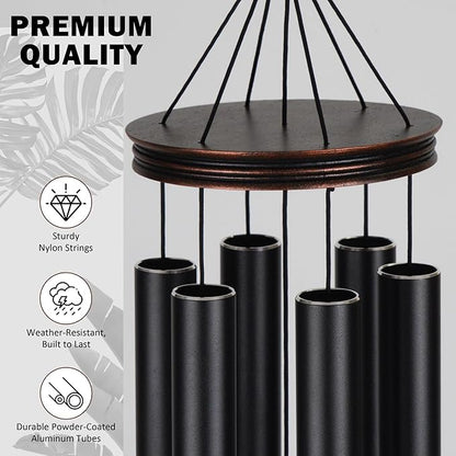 Vanquer Large Wind Chimes for Outside Deep Tone - 46'' Wind Chimes Outdoor Clearance, Windchimes Outdoors, Hummingbird Wind Chime,Sympathy Gift, Patio, Home Décor, Vintage Black (46" Hummingbird)