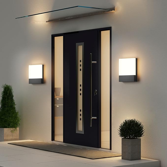 1-Pack Modern Outdoor LED Wall Light,24W 3000K Wall Porch&Patio Light,IP65 Led Exterior Wall Lights Fixtures,Low Profile Wall Sconce for House Yard Garage Walkway Garden(Black)
