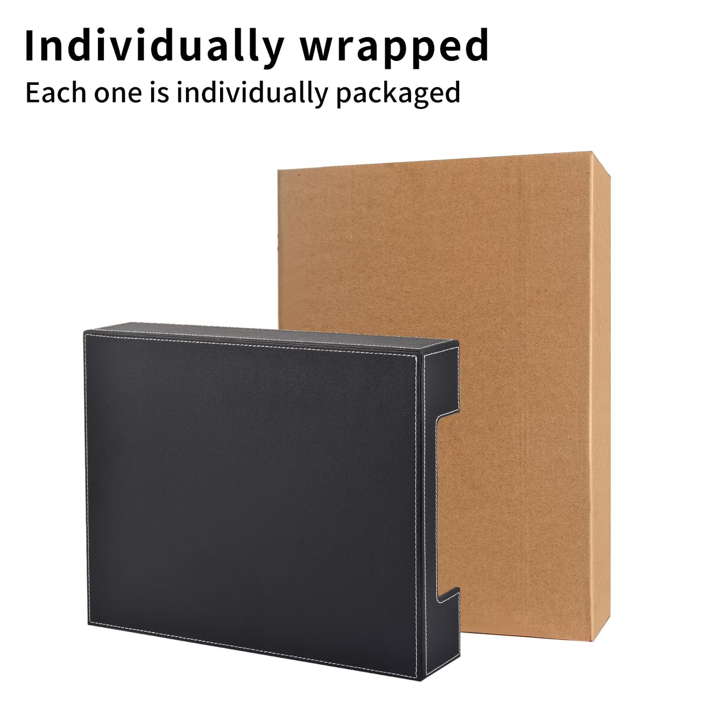Leather Letter Tray, Office Supplies Desk Organizer for Mail Paper Files Magazines Jewelry Cosmetics,Luxury Letter Holder&Multipurpos Stackable Office Desktop Storage Box ,Black