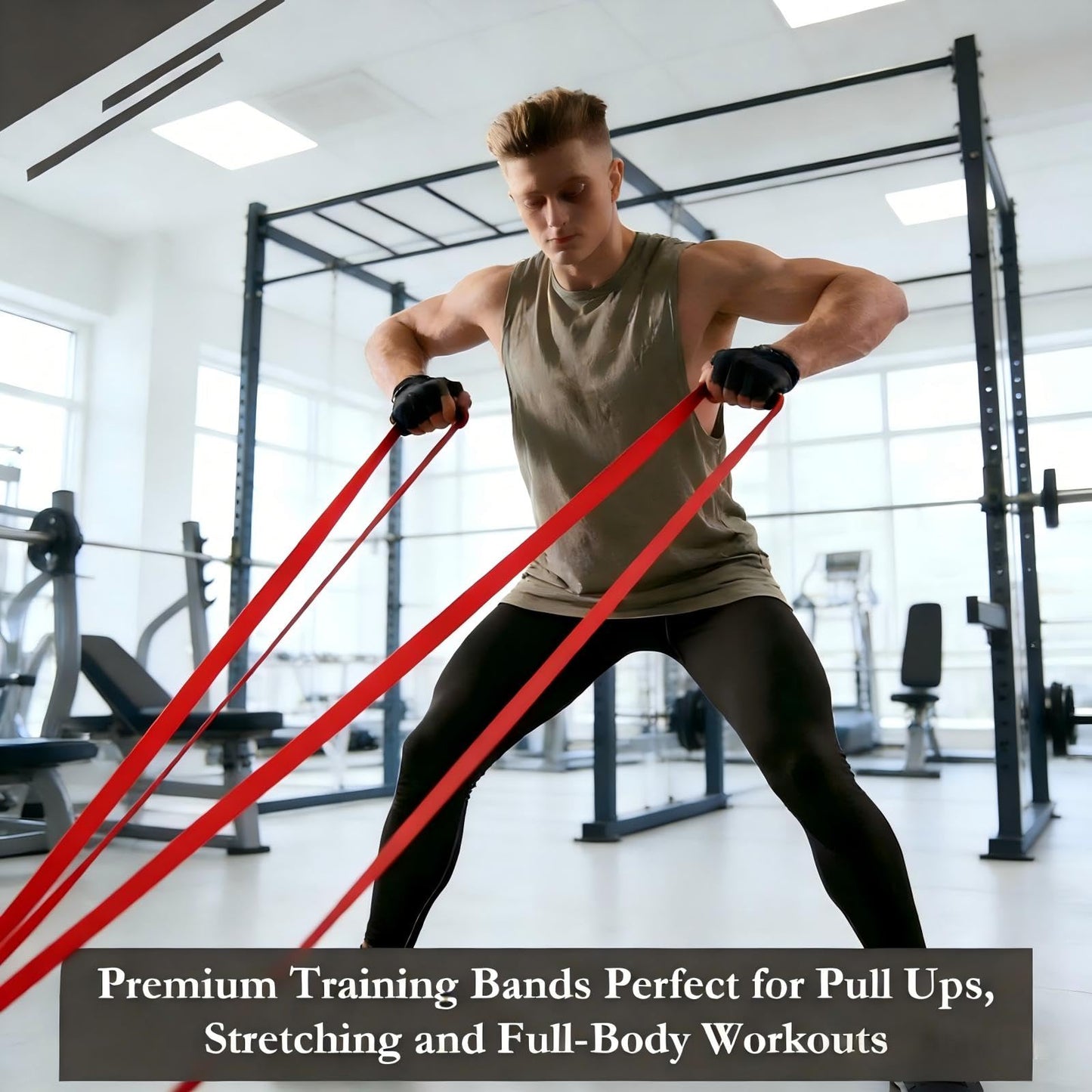 16-Pcs Resistance Bands Set - Premium Elastic Workout Bands for Home Gym, Strength Training, Yoga & Physical Therapy (Red(15-35 lbs))