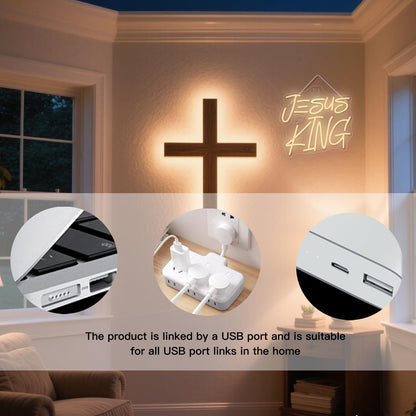 WLHOPE Jesus Is King Neon Sign Dimmable Led Signs for home Wall Decor, Neon Lights USB Powered Transparent Acrylic Board Sign for church party bedroom living room Decoration 12.99 * 12.6 inch