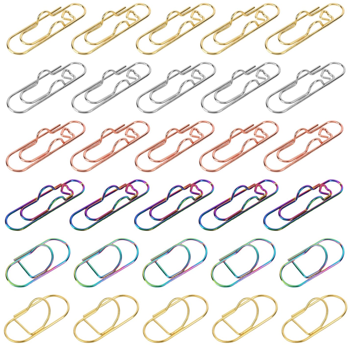 Fukaisu 30pcs Metal Pen Clips for Notebooks, 2 Styles Colorful Paperclip Pen Loop Holders Study Stationery Accessories for Book Journals Planners Office & School Supplies