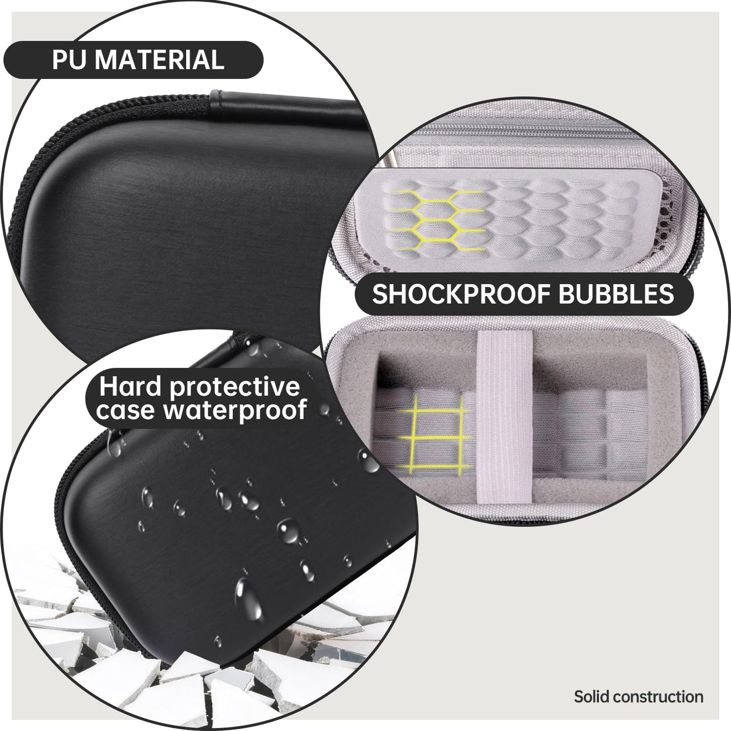 Digital Hard Camera Case Compatible with KODAK PIXPRO FZ55 FZ45/CAMKORY/CANON IXUS/SONY DSC W830 Compact Camera Pouch for Travel,Small Carrying with Mesh Pocket for USB And Charger Storage(Blcak)