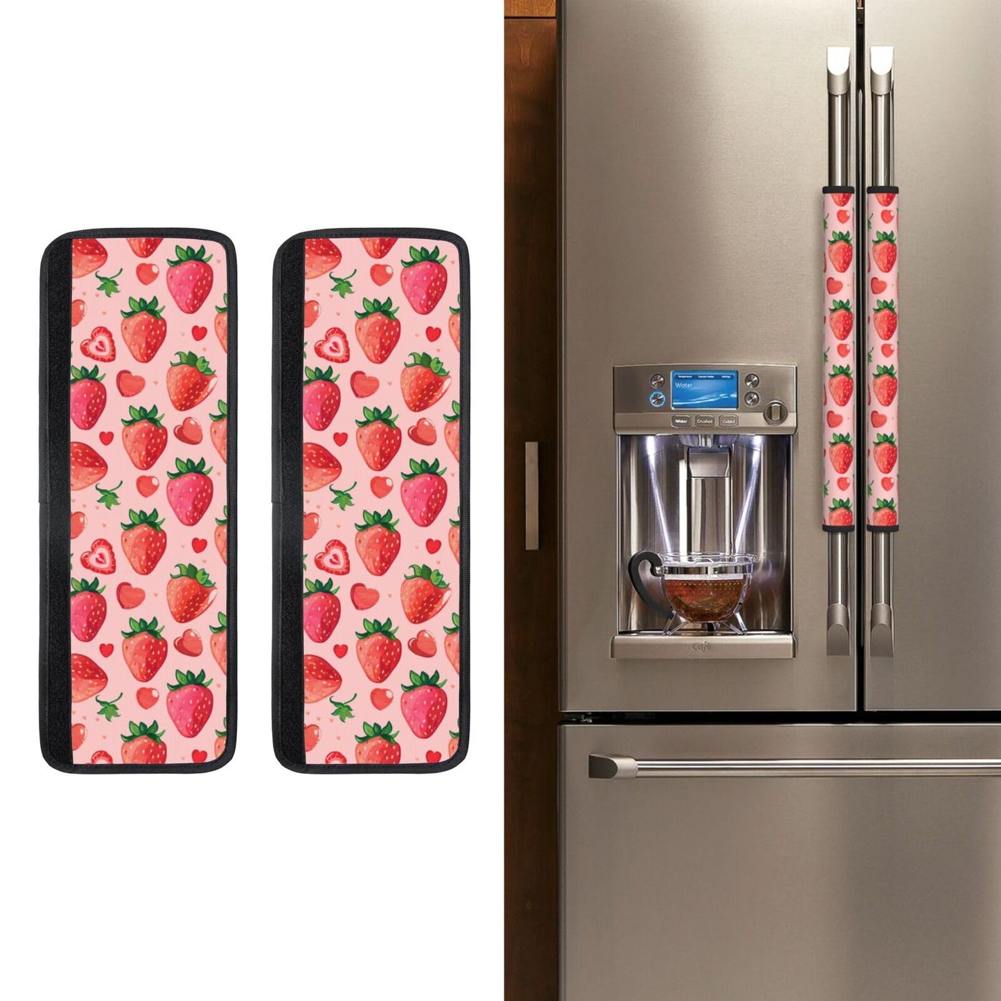 Buyidec Refrigerator Door Handle Covers Love Fruit Strawberry Fridge Handle Cover Washable Dishwasher Microwave Fridge Oven Door Decor Handle Cover Keep Your Kitchen Appliances Clean