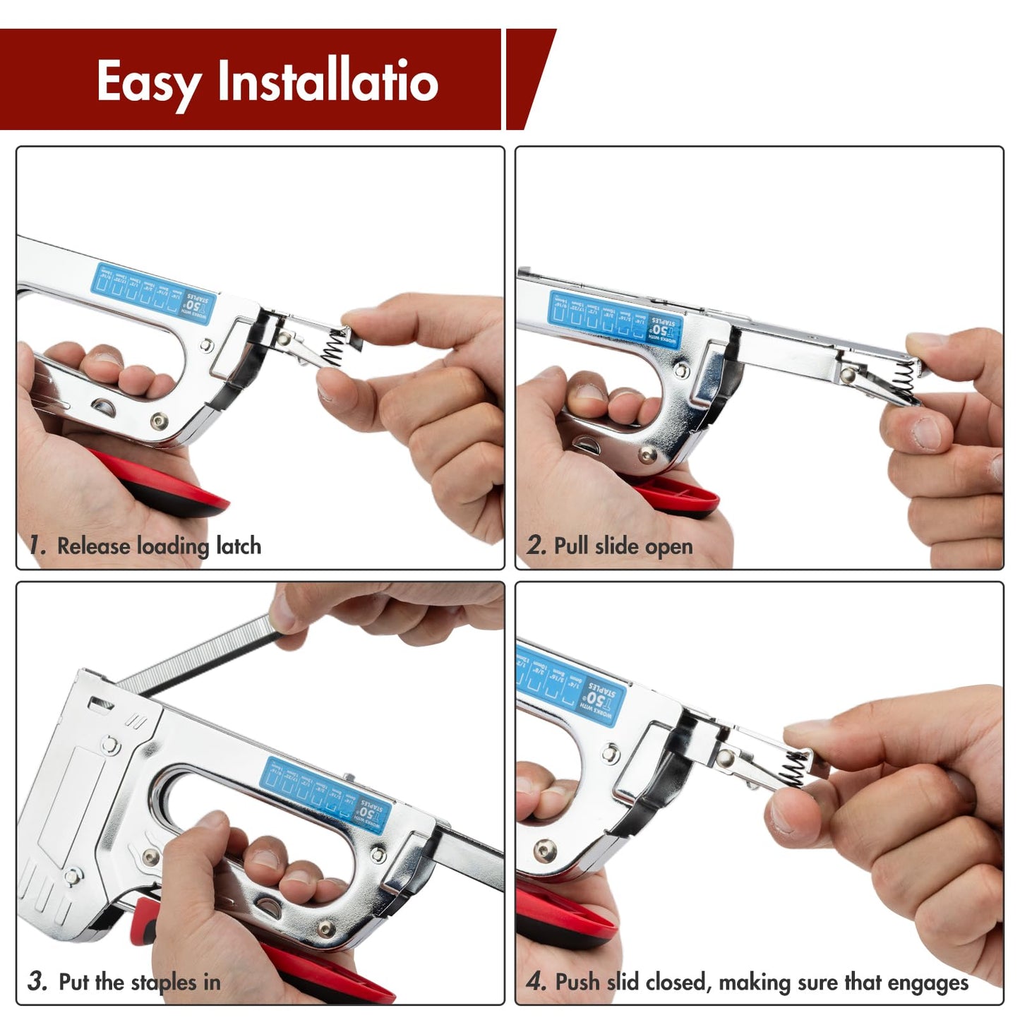 Arrow T55BL Staple Gun Kit, Heavy Duty Manual Stapler with 3750 Pieces T50 1/4", 3/8", 1/2" Staples, Soft Rubber Grip, for Upholstery Professional Projects