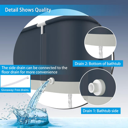 Portable Bathtub For Shower Stall, Large 45.3 inch Foldable Soaking Bathing Tub for Adults, Separate Family Bathroom Japanese SPA Collapsible Tub, Ideal for Hot Bath Ice Bath Drain Specifications