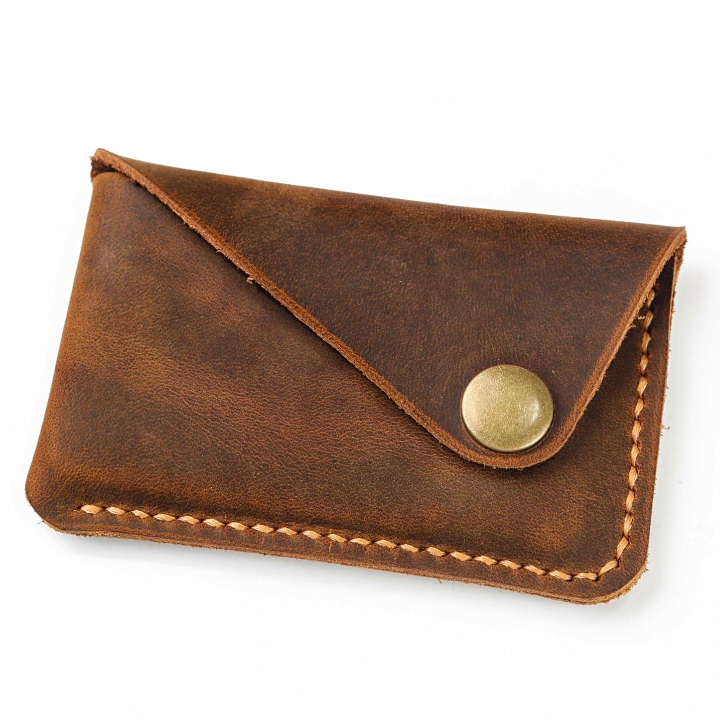 Leather credit card holder, credit card case, personalized business card holder case for men,mens slim wallet,Front Pocket Wallet - V07-LMXCFBA (Brown)