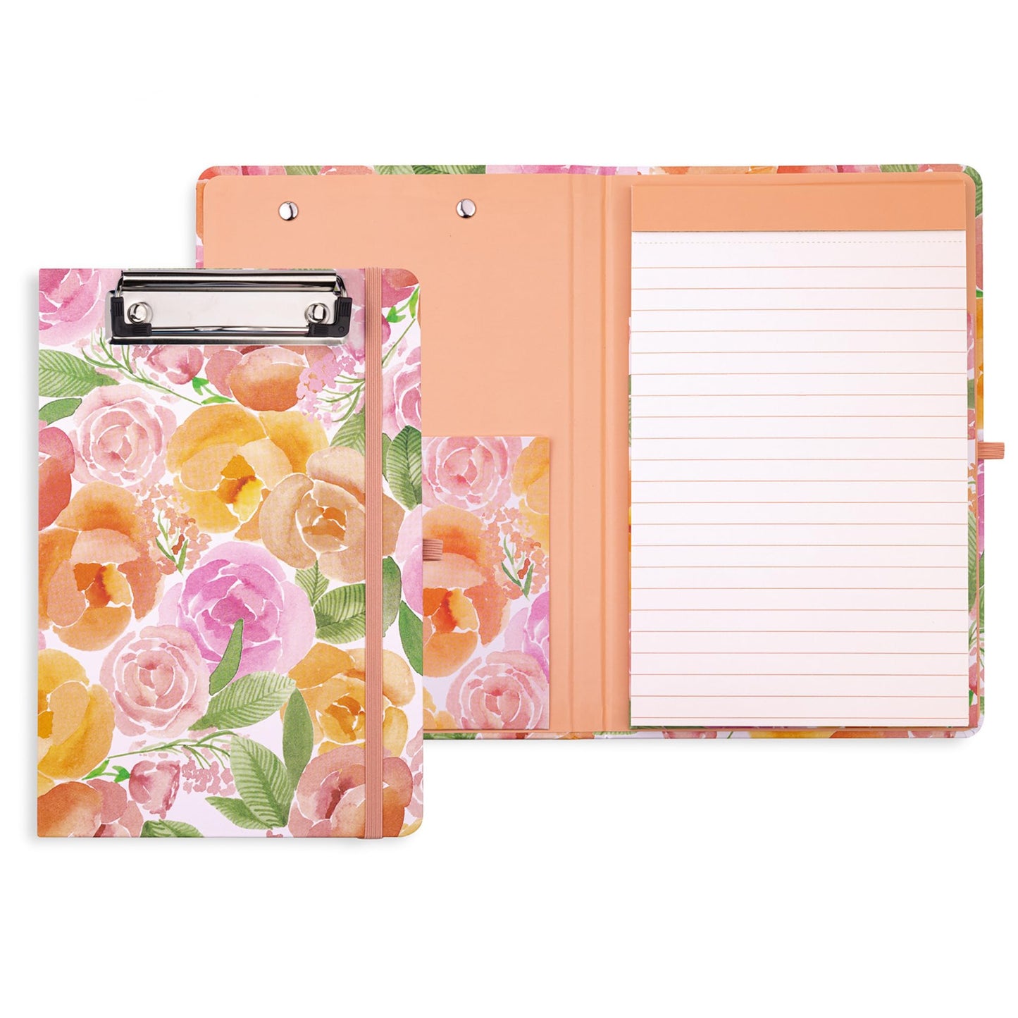 Steel Mill & Co Cute Mini Clipboard Folio with Refillable Lined Notepad and Interior Storage Pocket, Small Padfolio for Work (Full Posey)