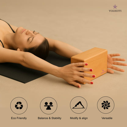 Original Wooden Yoga Blocks Set of 2 – Solid Hardwood Props Inspired by Traditional Yoga
