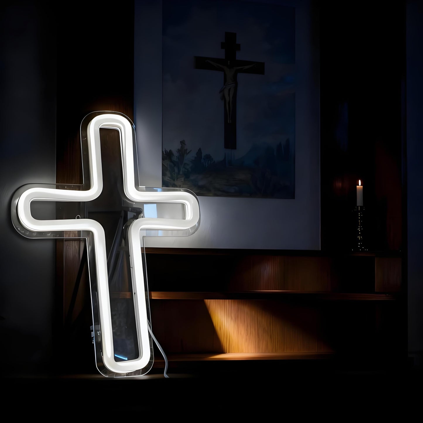 Neonawall Cross Neon Sign for Wall Decor Light Up Letters Religious Led Sign Birthday Party Gifts Led Decorative Night Signs Room Decor Christmas Gift for Religious Family Home Bedroom Baptism Church