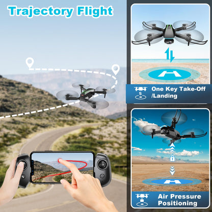 Oddire Mini Drone with Camera - 1080P HD Foldable Drone with Stable Hover, Gravity Control, Auto-Follow, Trajectory Flight, 90° Adjustable Lens, One Key Take Off/Land, 3D Flip, Drones for Adults
