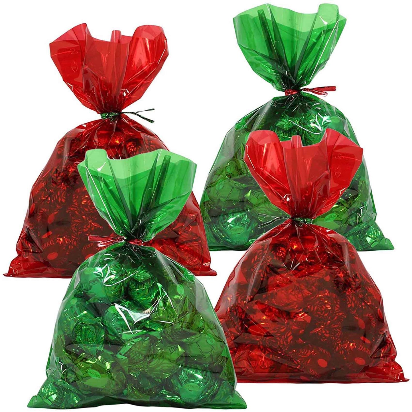brzikwt 100Pcs Green Gift Bags，Cellophane Bags,Treat Bags,Goodie Bags,Candy Bags They are suitable for Valentine, Birthday, Christmas,Gift Cookie Snack Packing Party Favor Supplies 6x9 inch