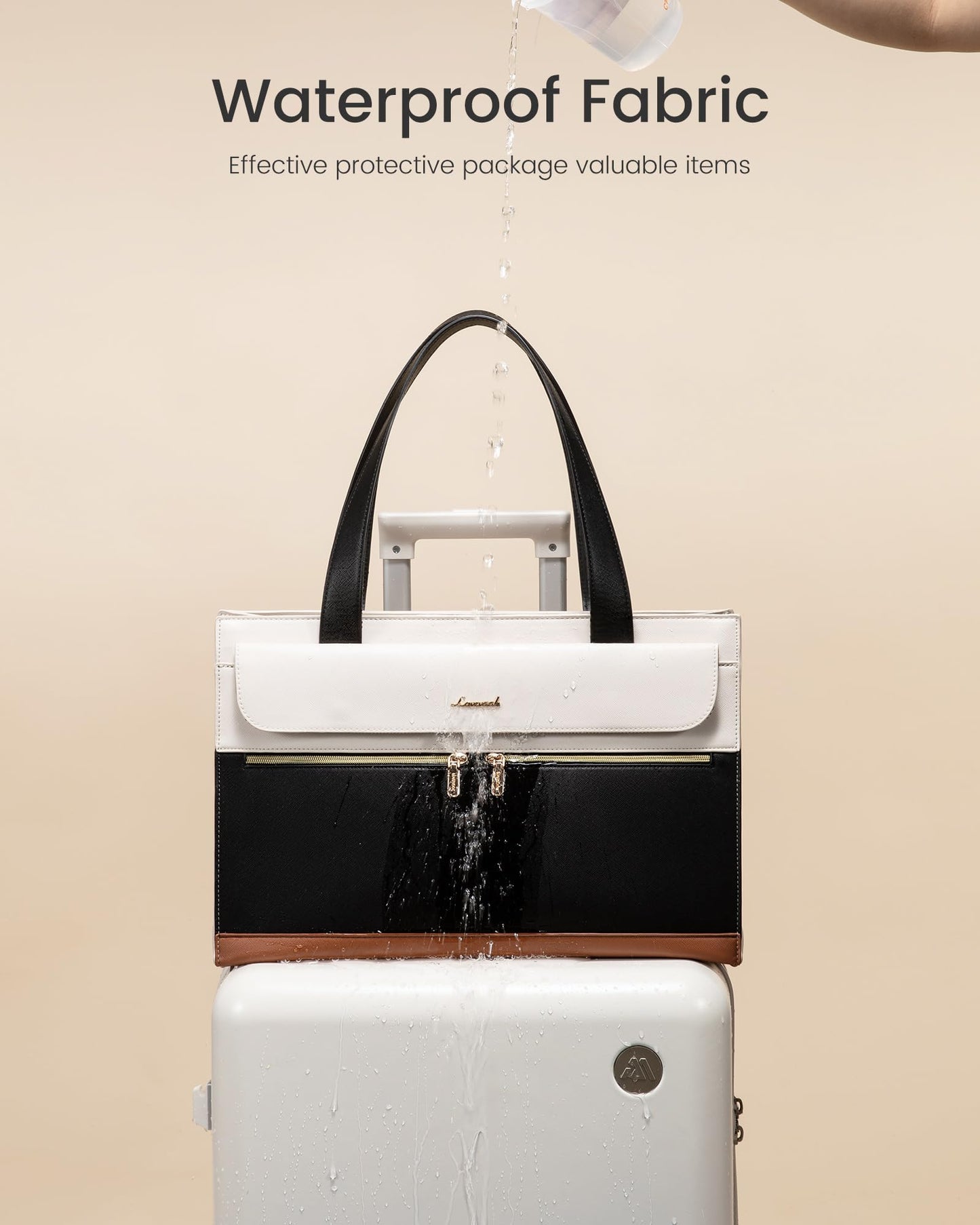 LOVEVOOK Laptop Bag for Women 15.6 Inch Laptop Tote Work Bag Professional Leather Computer Briefcase Waterproof Handbag Shoulder Bag Large Capacity Business Teacher Office Bag Crossbody Purse