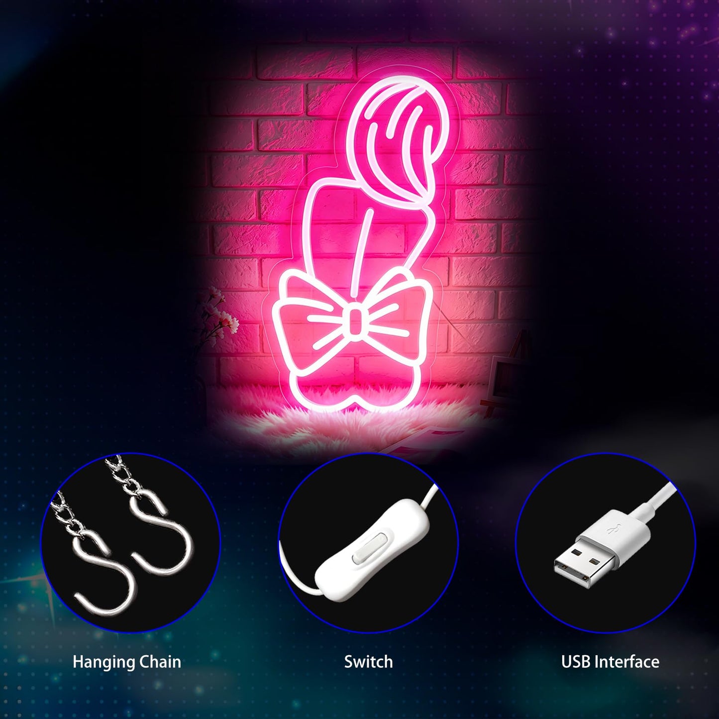 Gdbkabf Bow Lady Neon Sign, Neon Signs for Wall Decor Neon Pink LED Signs Room Neon Light Up Signs Home Decor for Bedroom Club Party Bar Shop USB Operated