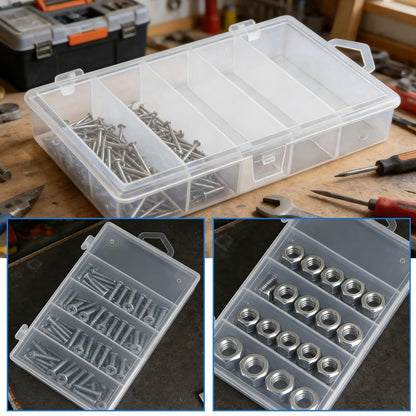 3 Pack 5-Grid Clear Plastic Fishing Tackle Accessory Box Fishing Tackle Storage Fishing Lure Bait Hooks Storage Box, 7x4.3x1.2inch