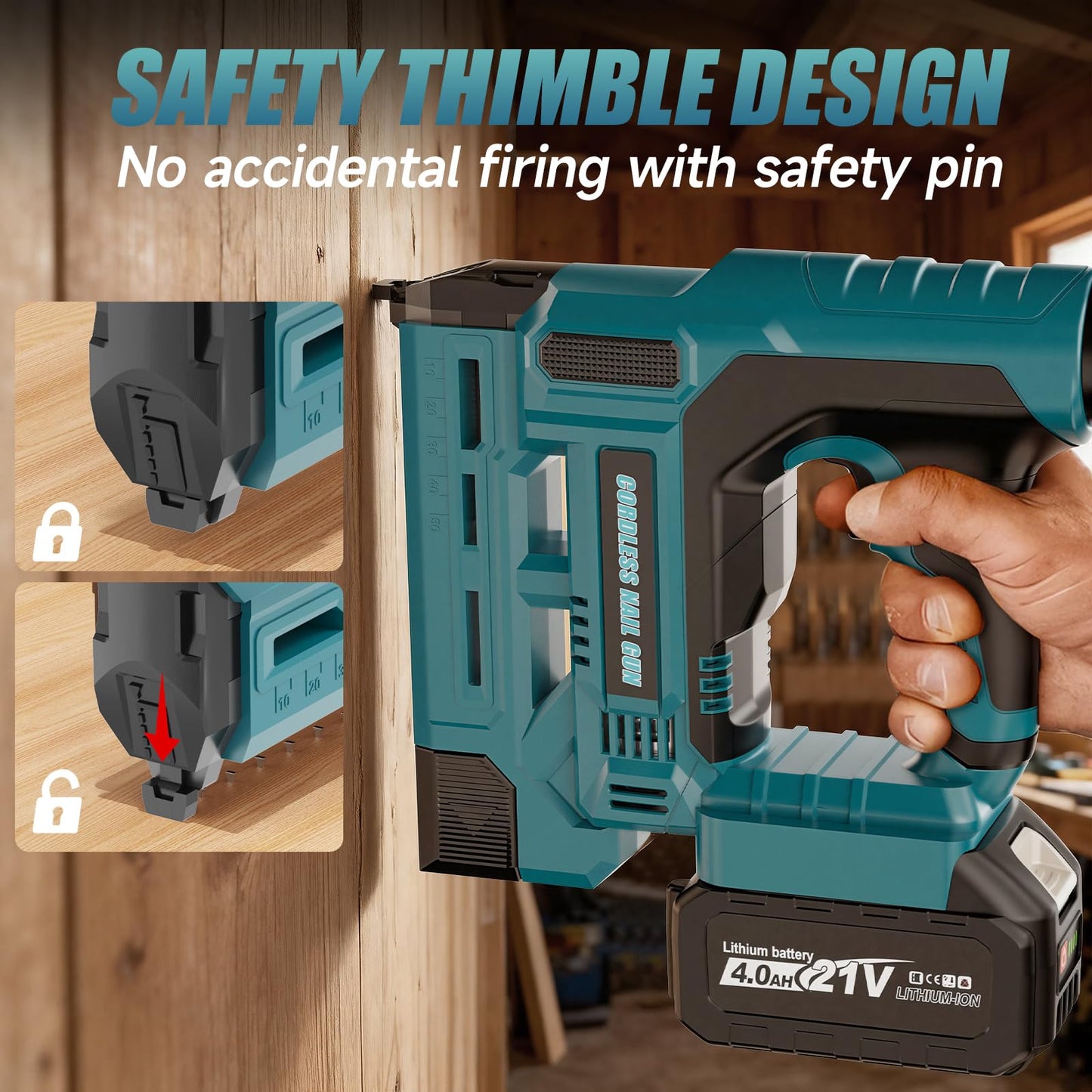 CAMXTOOL Nail Gun Cordless with 2Pcs 4.0Ah Battery, 18 Gauge 2 In 1 Brad Nailer & Staple Gun, Electric Nail Gun with 1000pcs Nails & 1000pcs Staples for Wood, Upholstery & DIY Projects, Depth Adjust